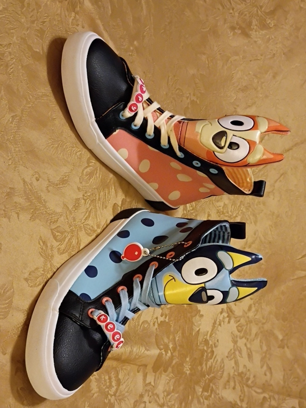 BLUEY and BINGO High-Top Sneakers in Blue and Orange Men's 9.0